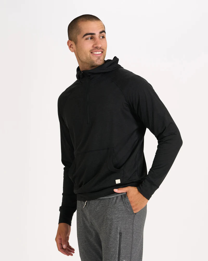 VUORI Ponto Performance 1/2 Zip Hoodie (Men's) - Heather Black