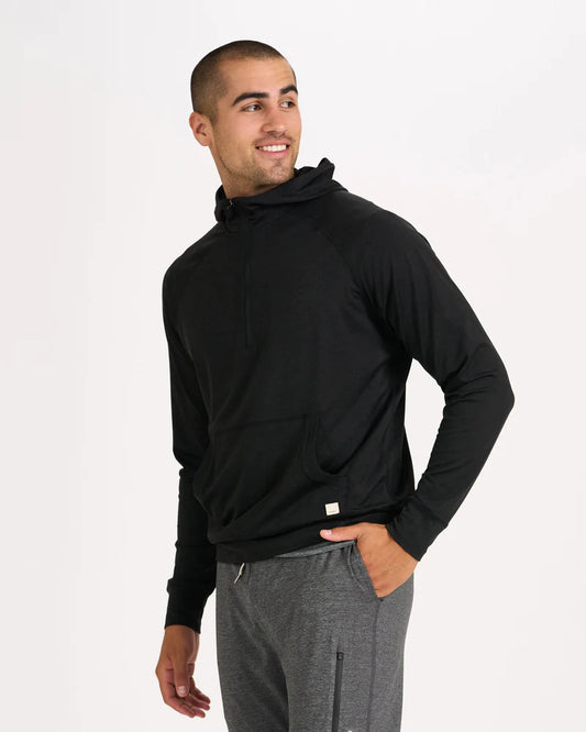 VUORI Ponto Performance 1/2 Zip Hoodie (Men's) - Heather Black