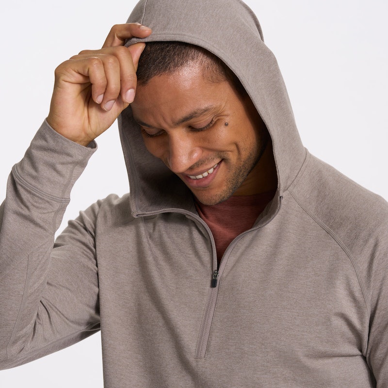 VUORI Ponto Performance 1/2 Zip Hoodie (Men's) - Walnut Heather