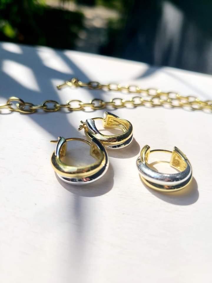 BAMBU Jewelry - Earring-Two Tone Small Hoop