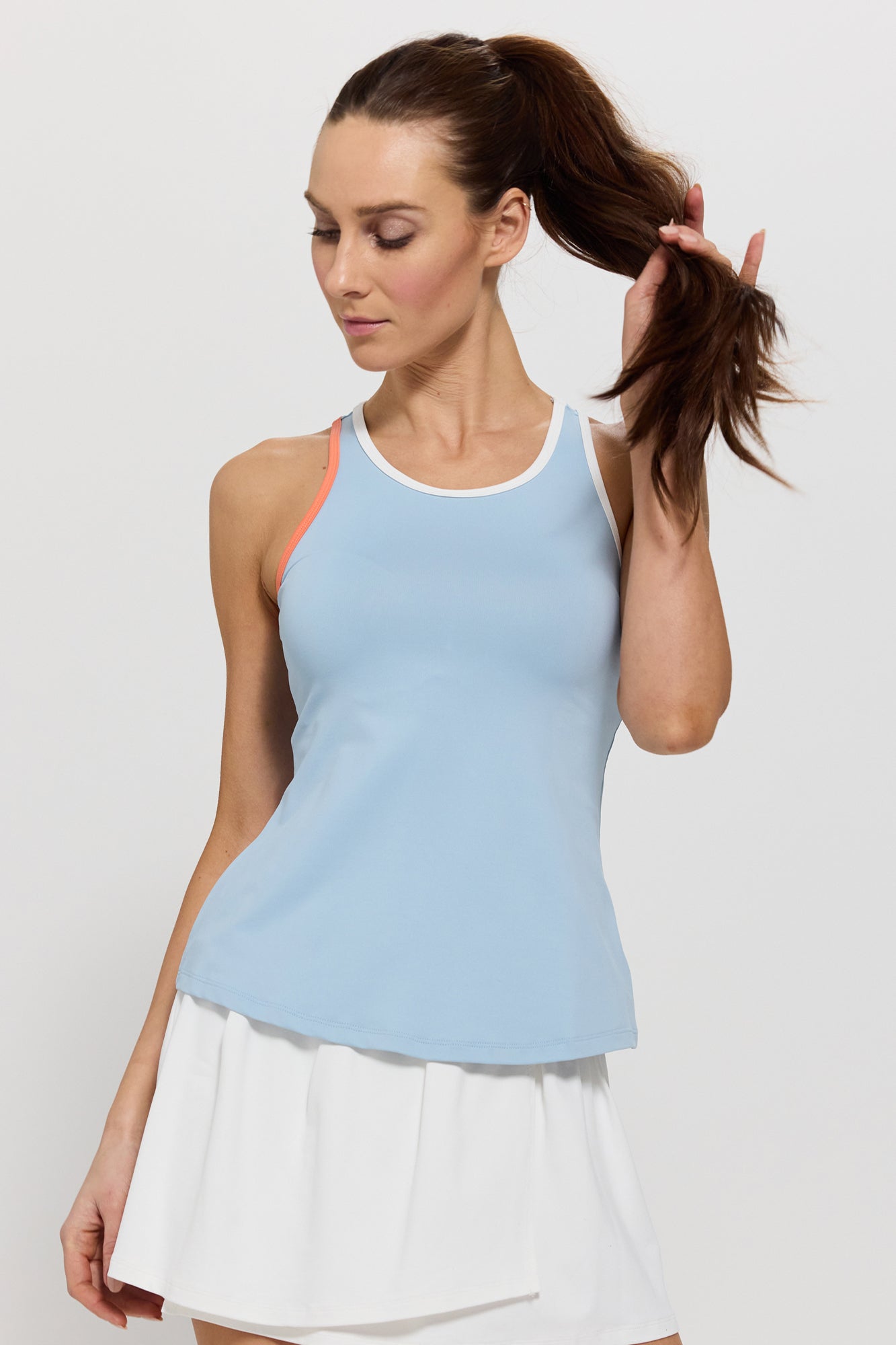 LIJA Elite Slope Tank (Women's)- Dusky Sky/ White/Sunrise