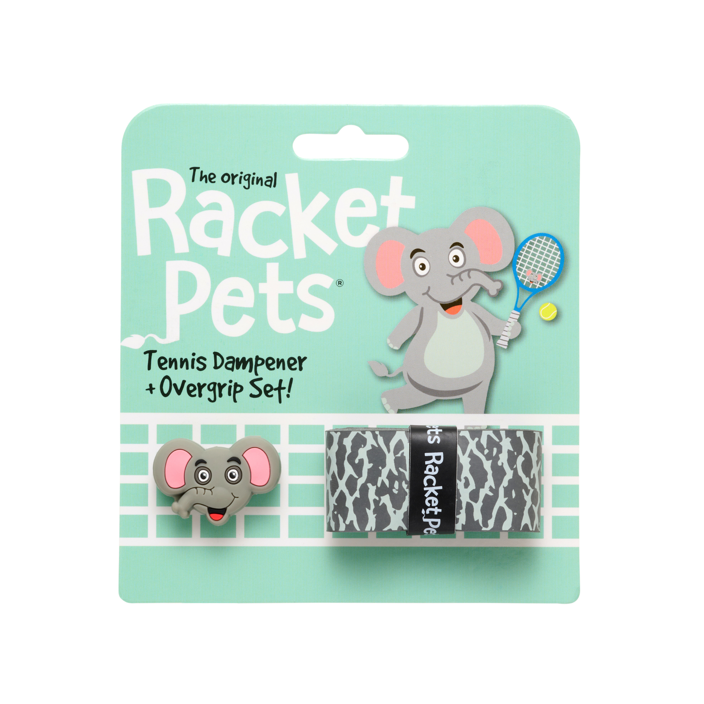 Elephant Gray Tennis Overgrip Tape and Matching Shock Absor