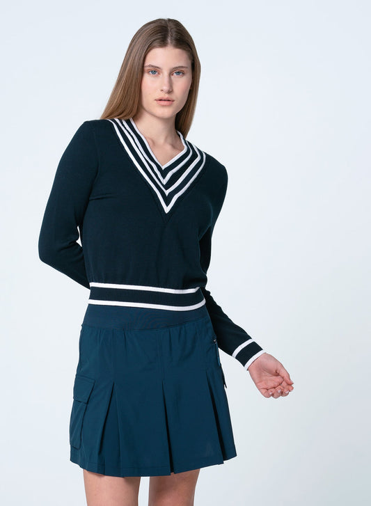 LUCKY IN LOVE Victory V-neck Sweater (Women's) - Navy