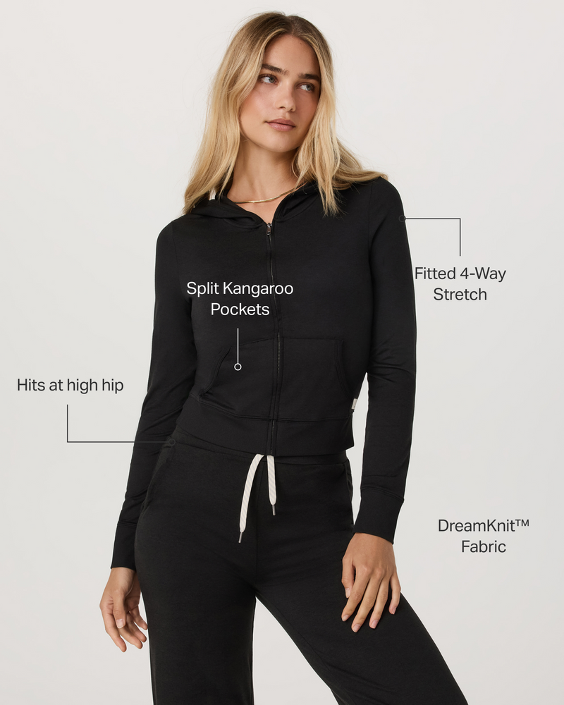 VUORI  Halo Mini Full Zip Hoodie (Women's)- Black Heather