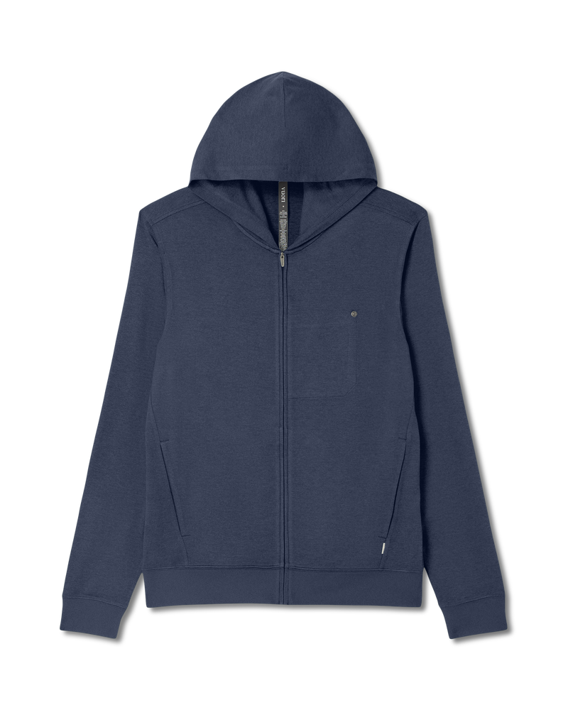 VUORI Ponto Full Zip Hoodie (Men's)- Azure Heather