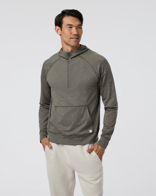 VUORI Ponto Performance 1/2 Zip Hoodie (Men's) - Warm Grey Heather