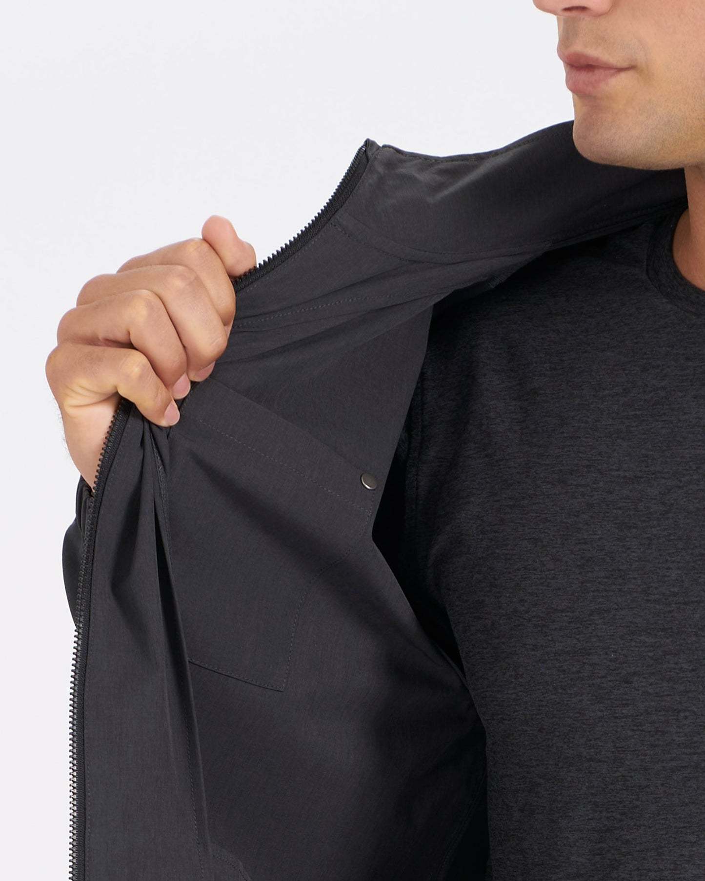 VUORI Venture Track Jacket  (Men's)- Black Linen Texture