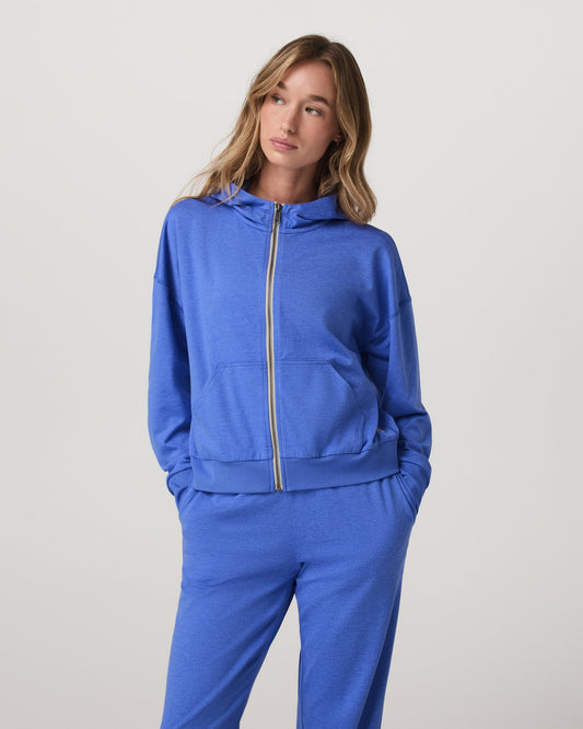 VUORI Halo Modern Full Zip Hoodie  (Women's) -  Bright Iris Heather
