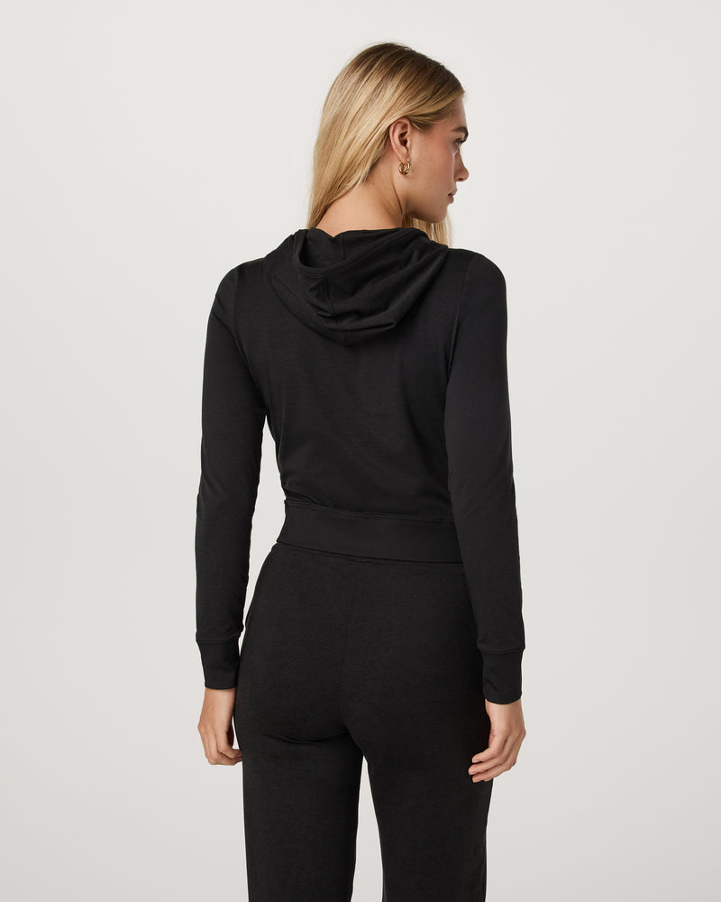 VUORI  Halo Mini Full Zip Hoodie (Women's)- Black Heather