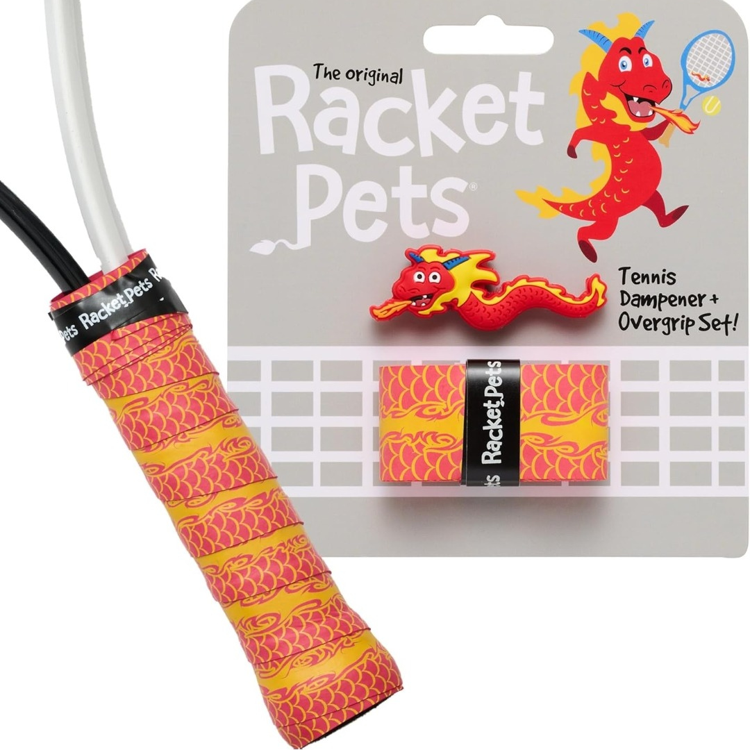 Dragon Red Tennis Overgrip Tape and Matching Shock Absorbing