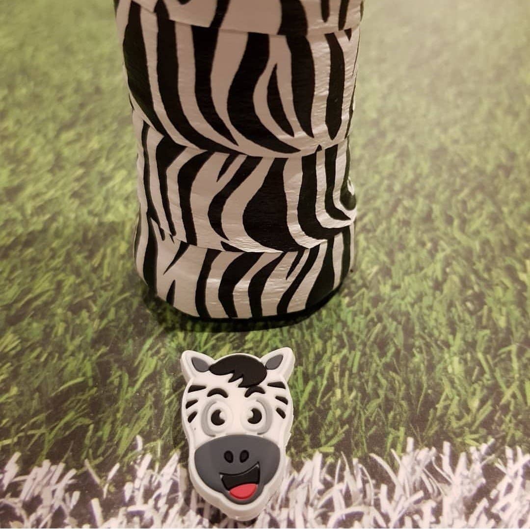 Zebra Black/White Tennis Overgrip Tape and Matching Shock Absorbing Dampener for Tennis Racket
