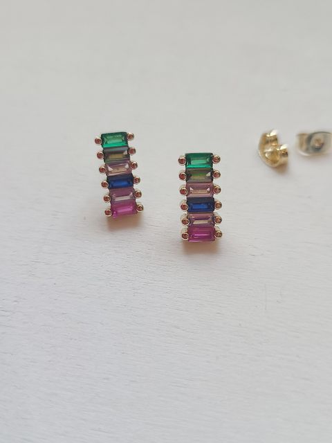 BAMBU Jewelry - Earrings - Multi Color Baguette