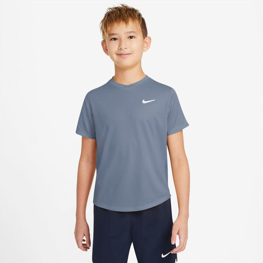 NikeCourt Dri-FIT Victory Short-Sleeve Tee (Boy's) - SLATE/ASHEN